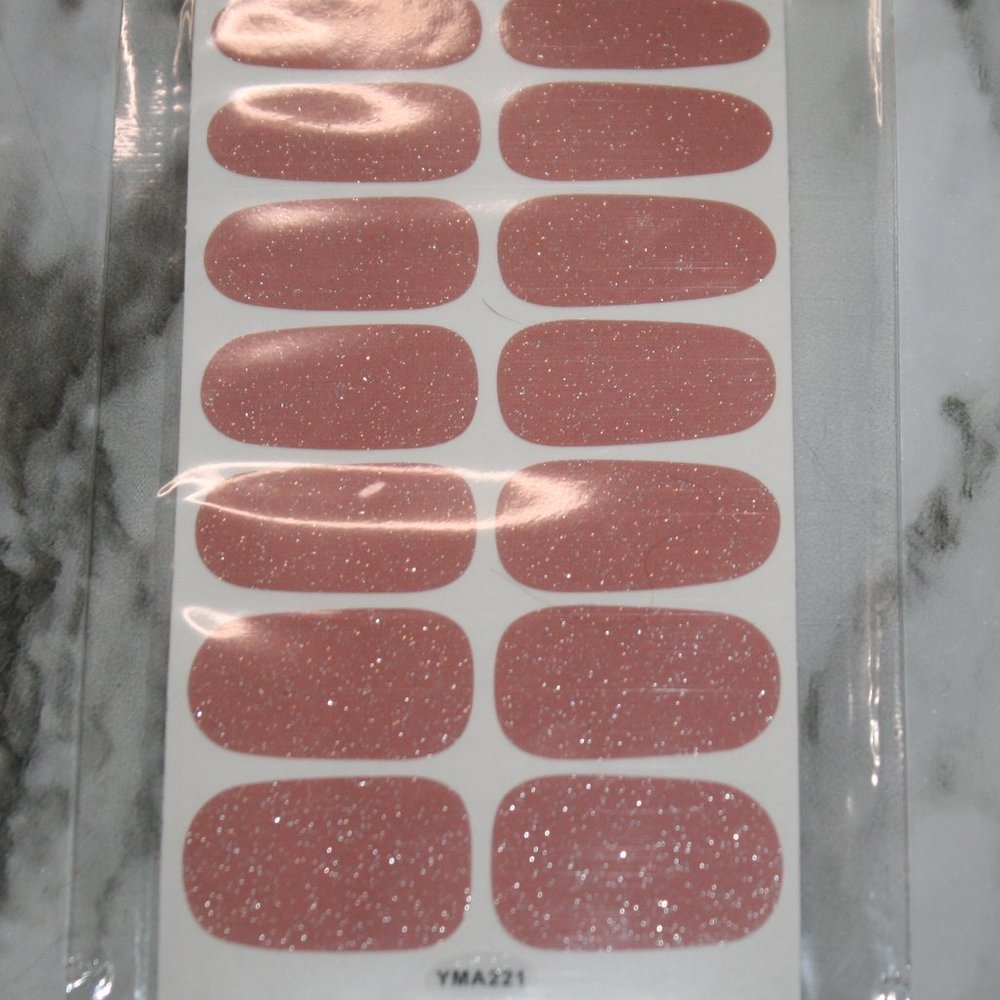 3 for 15 - Nail Wraps Glitter Strips Mixed Design YMA221 Soft Rose Pink